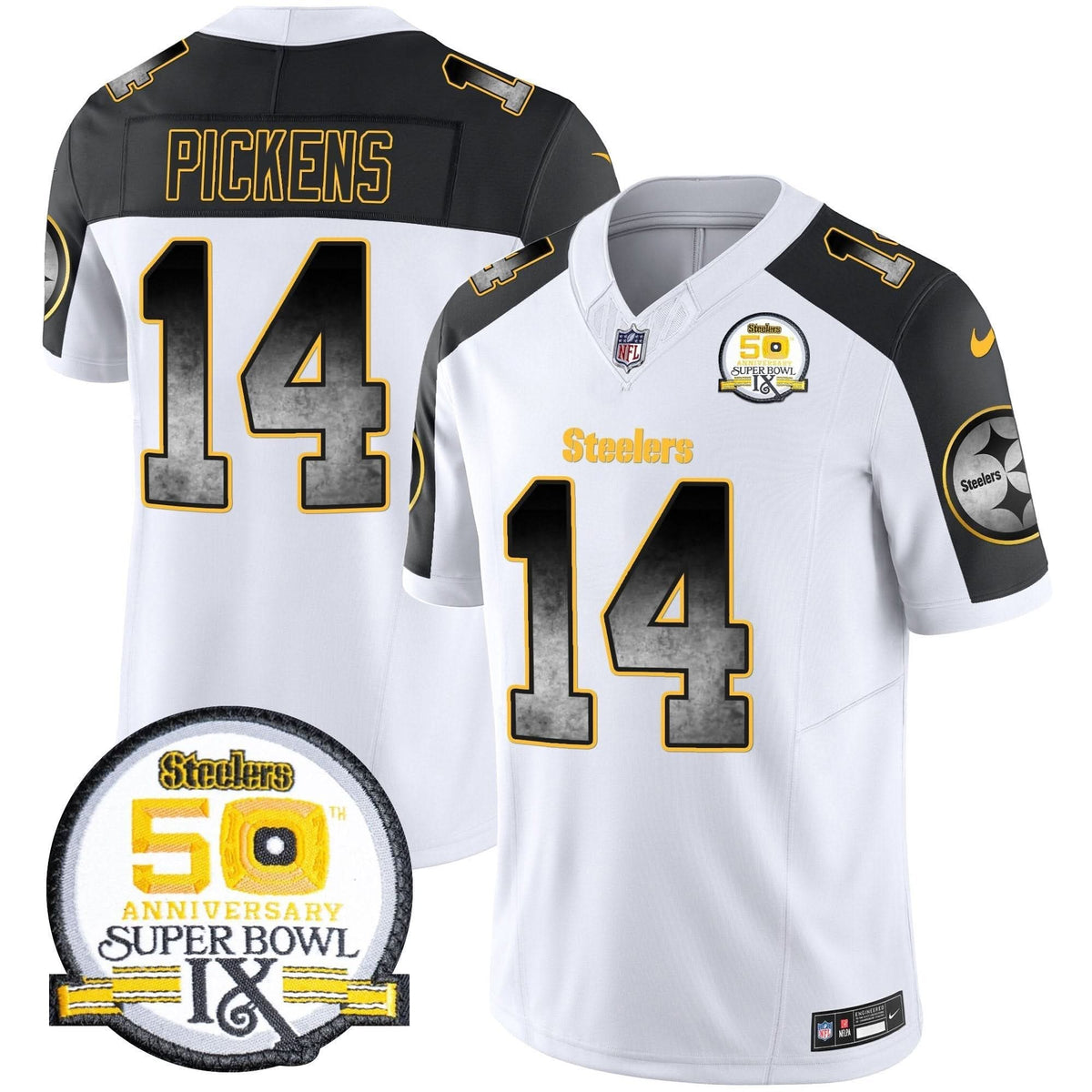 PIT Arch Smoke 50th Anniversary Of Super Bowl IX Patch Vapor Limited Jersey