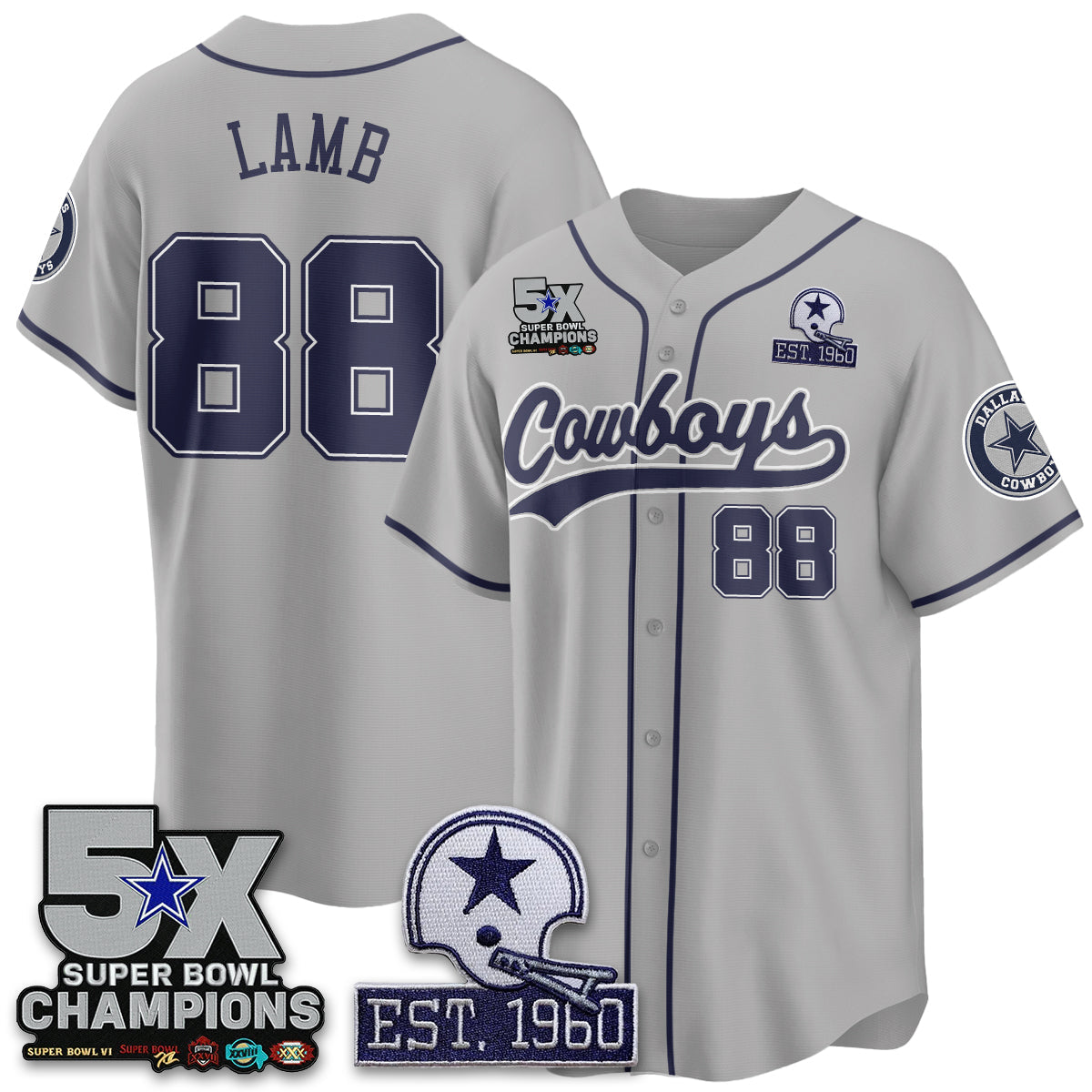 DAL 5-Time Champions Patch Limited Baseball Jersey - All Stitched