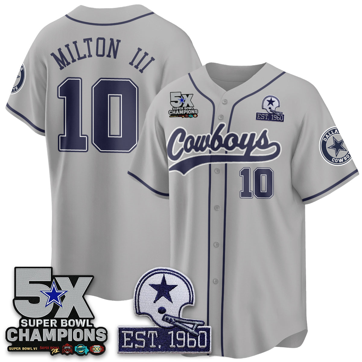 DAL 5-Time Champions Patch Limited Baseball Jersey - All Stitched