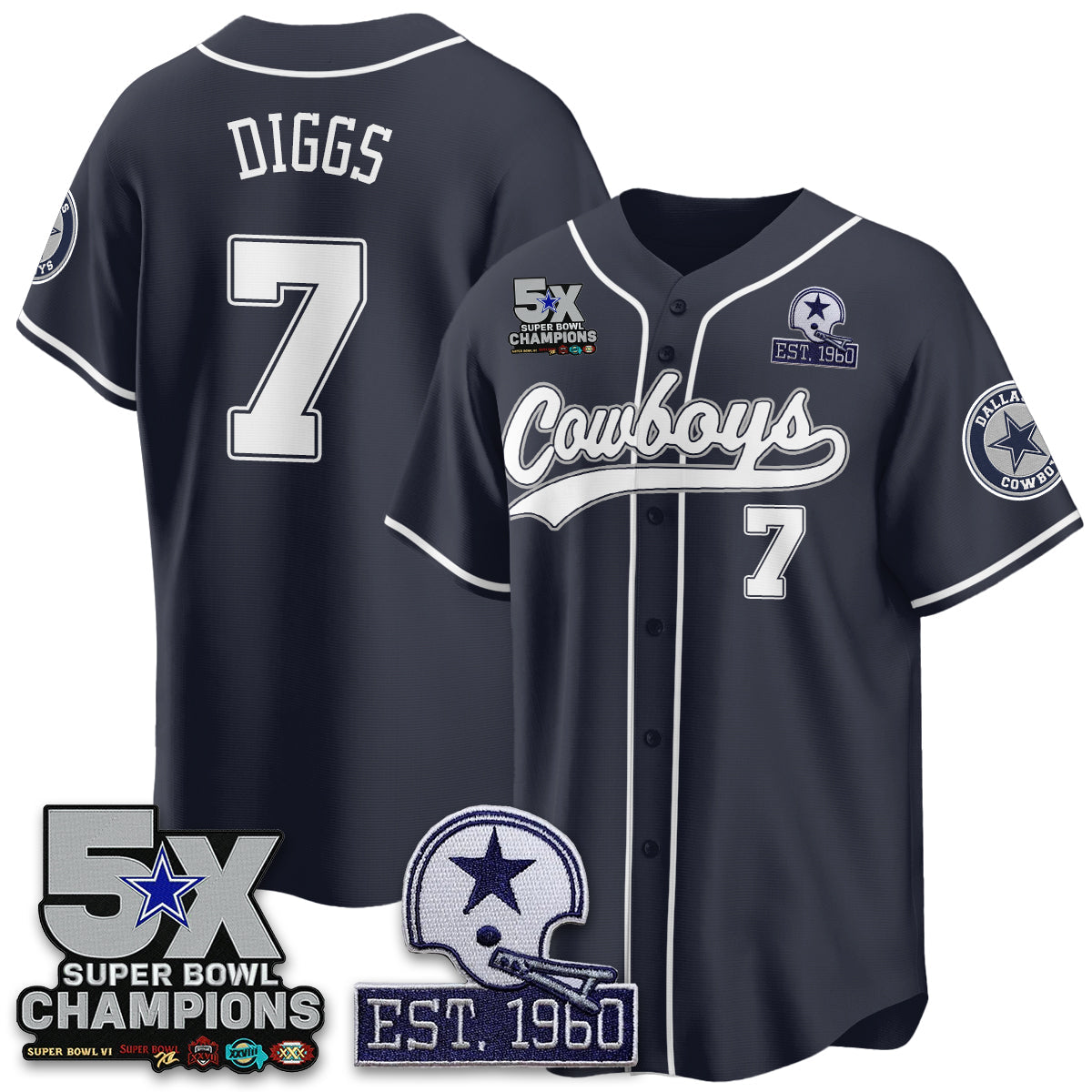 DAL 5-Time Champions Patch Limited Baseball Jersey - All Stitched