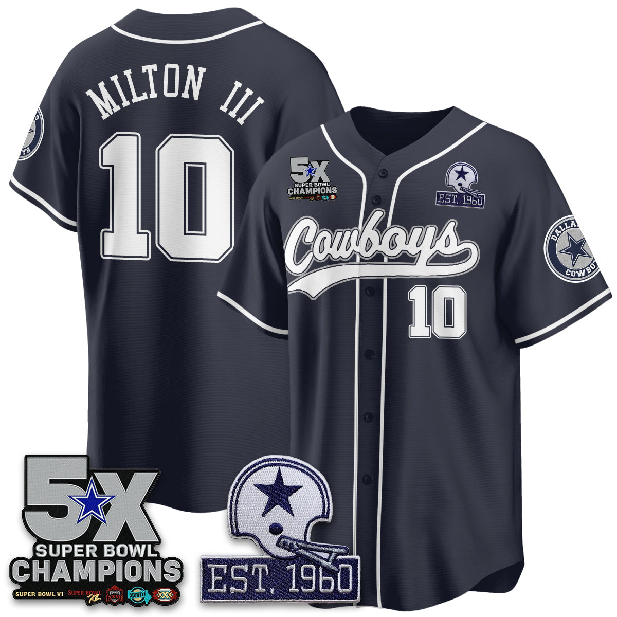 DAL 5-Time Champions Patch Limited Baseball Jersey - All Stitched