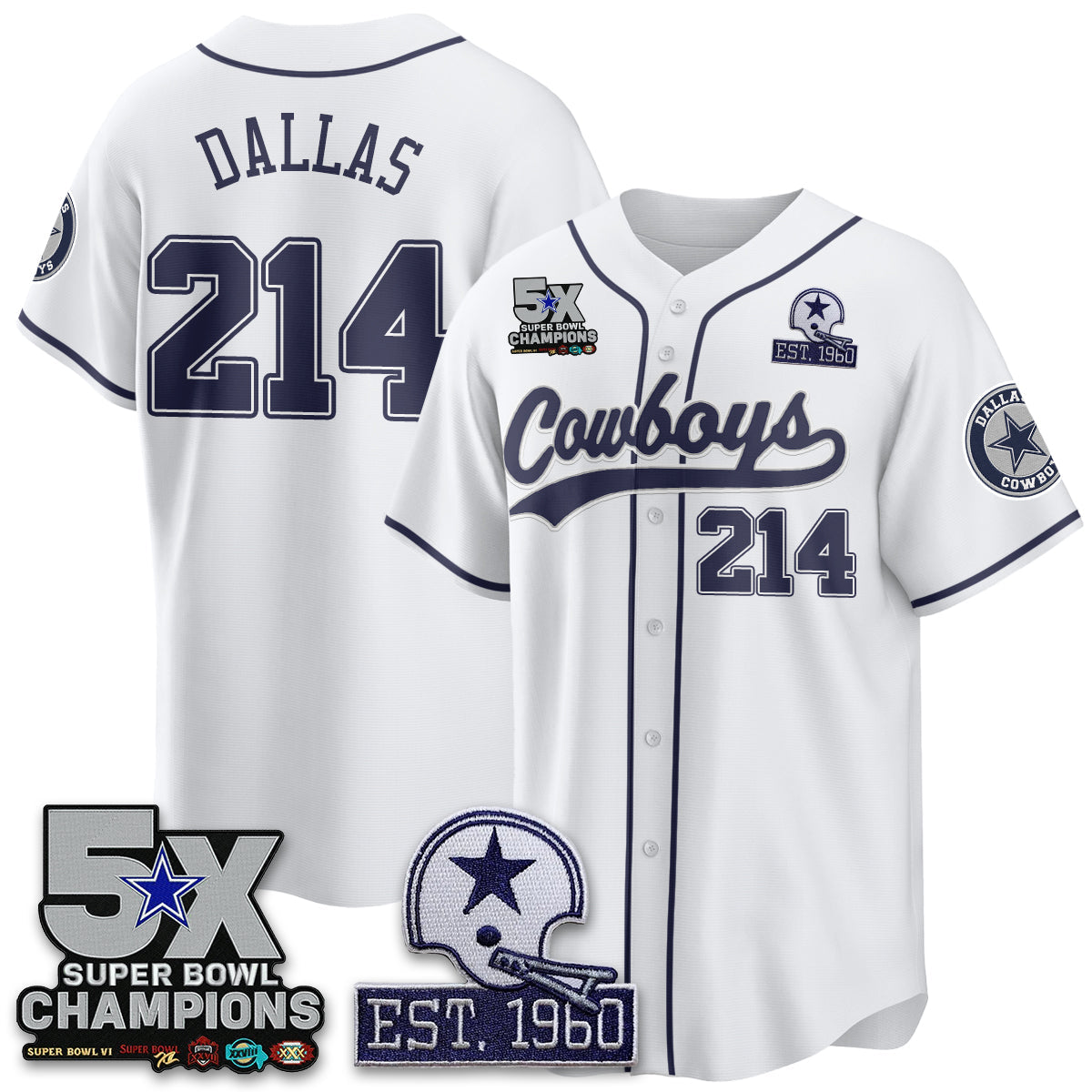 DAL 5-Time Champions Patch Limited Baseball Jersey - All Stitched