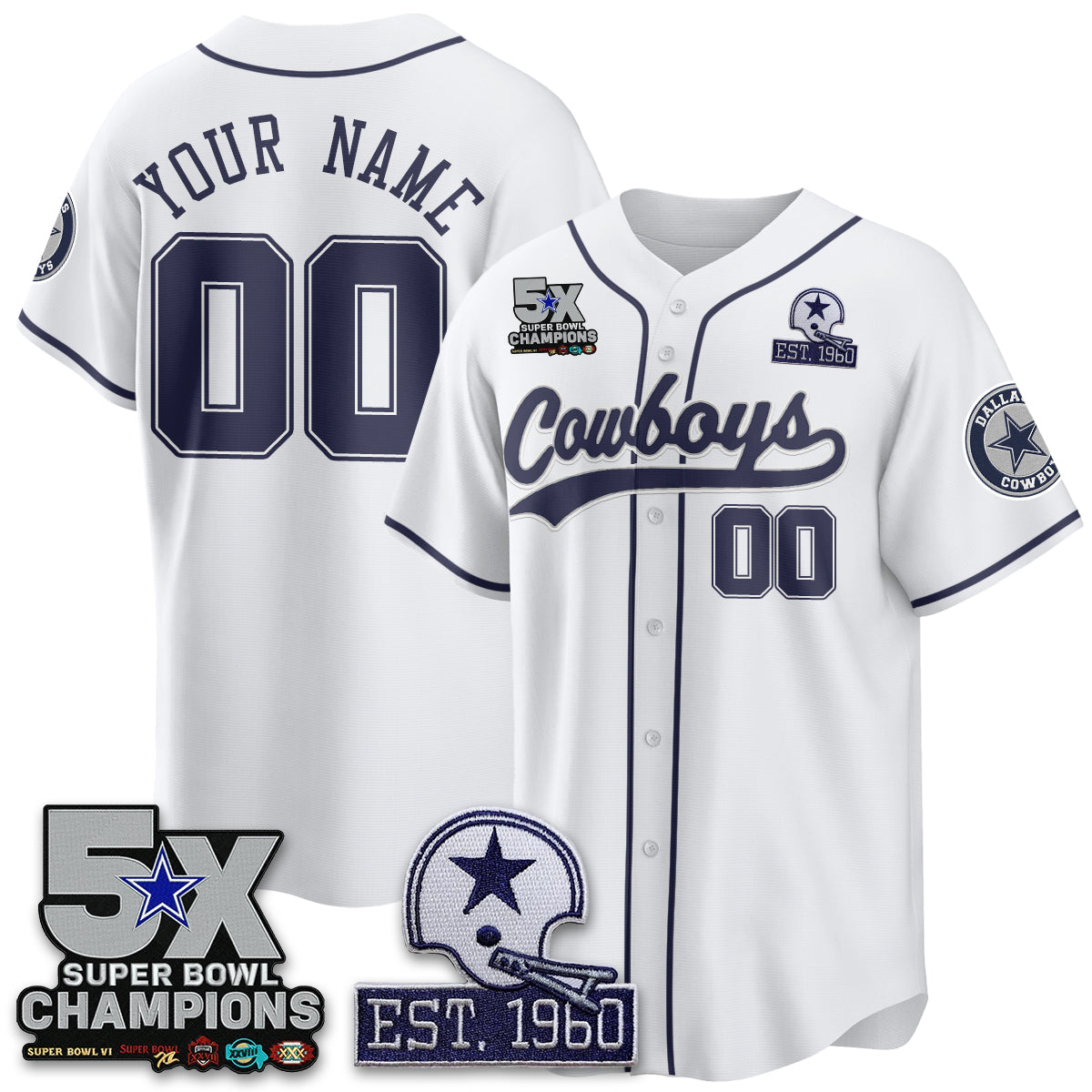 DAL 5-Time Champions Patch Limited Baseball Jersey - All Stitched