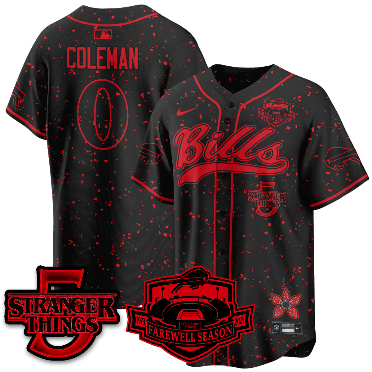 BUF Stranger Things Vapor Limited Baseball Jersey - All Stitched