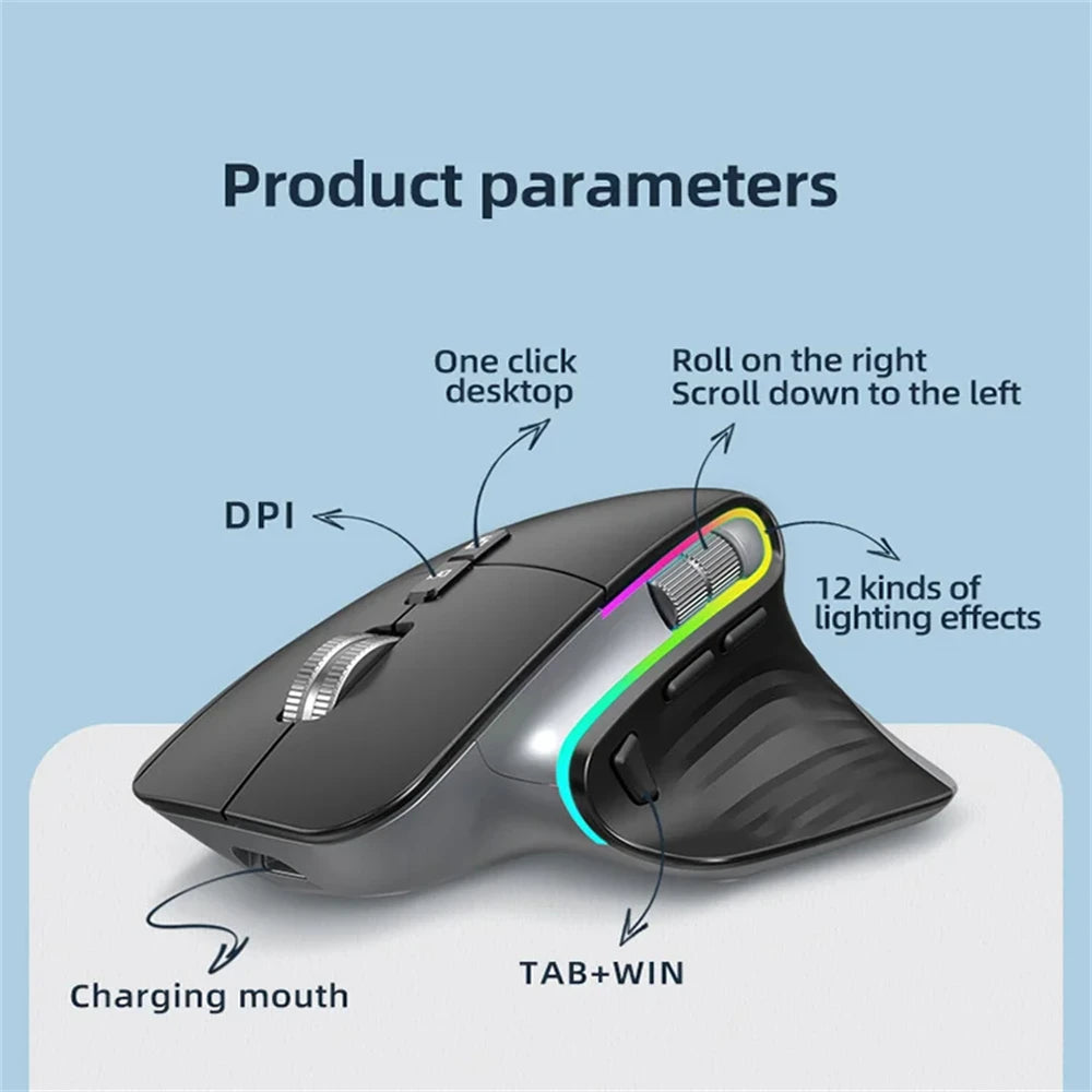 Wireless Mouse Bluetooth 5.0 & 3.0 Game Mouse 2.4G Wireless Portable Optical Mouse Ergonomic Right Hand Computer Mice 2026 New