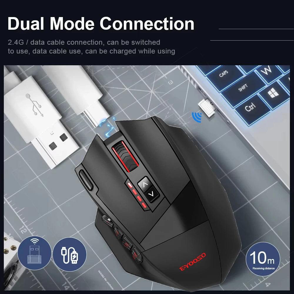 E-YOOSO RGB USB 2.4G Wired Gaming Mouse X-33 16000DPI 18 Buttons Programmable Backlight Game Mice Suitable for Desktop Laptop PC