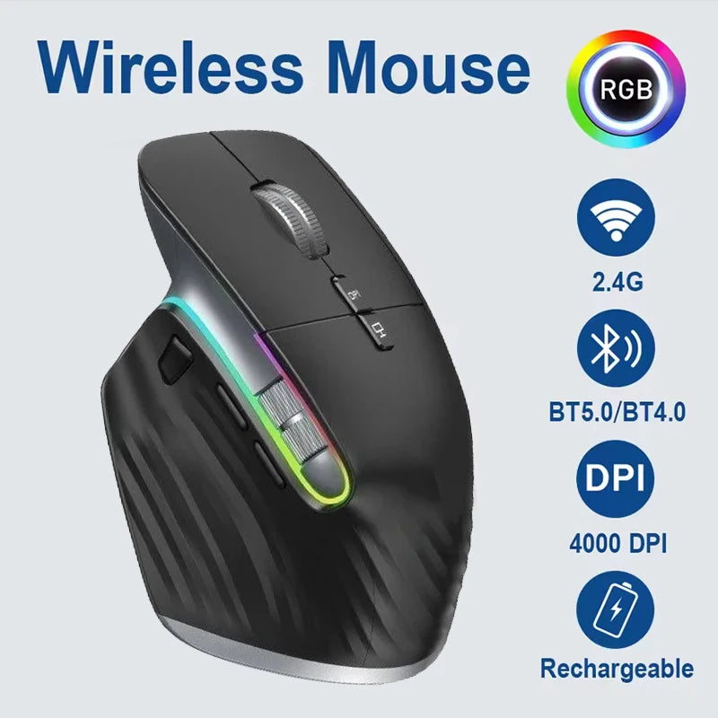 Wireless Mouse Bluetooth 5.0 & 3.0 Game Mouse 2.4G Wireless Portable Optical Mouse Ergonomic Right Hand Computer Mice 2026 New