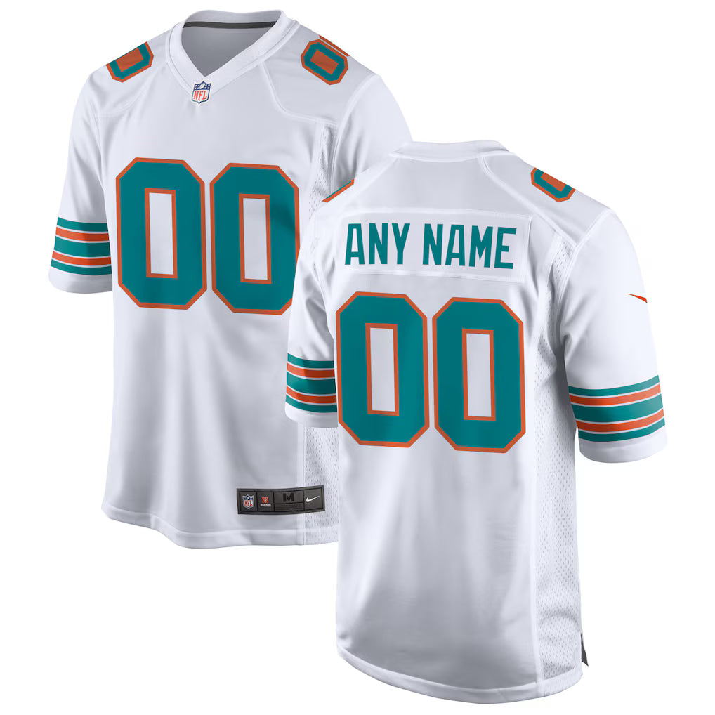 Custom Miami Dolphins Alternate Jersey - White
