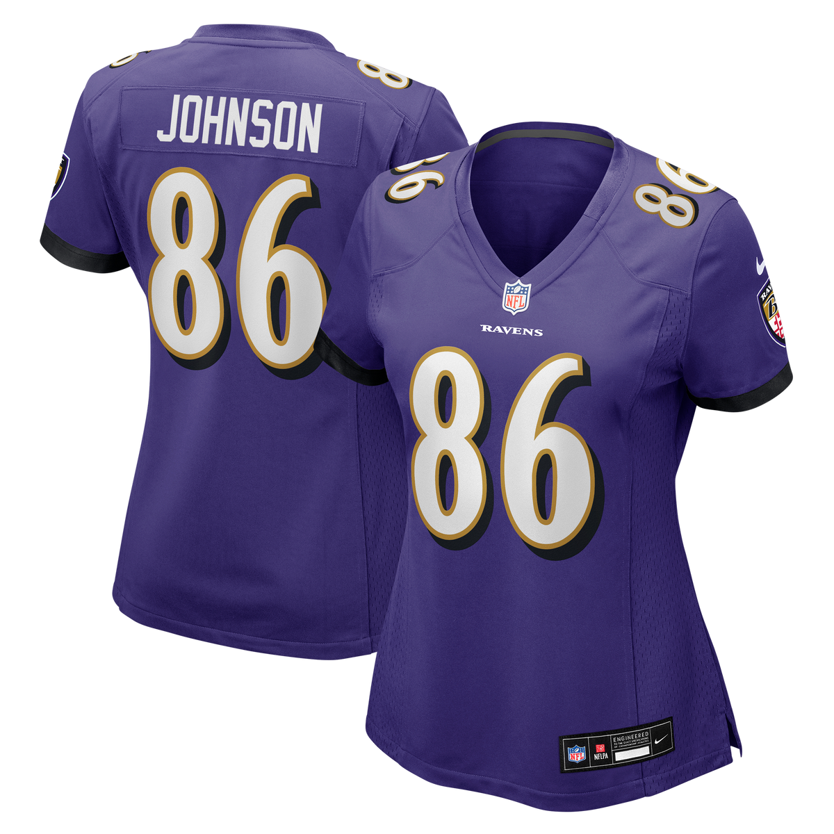 Women's Baltimore Ravens Cornelius Johnson Nike Purple Team Game Jersey